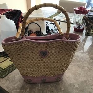 Brighton ladies straw purse with pink lining